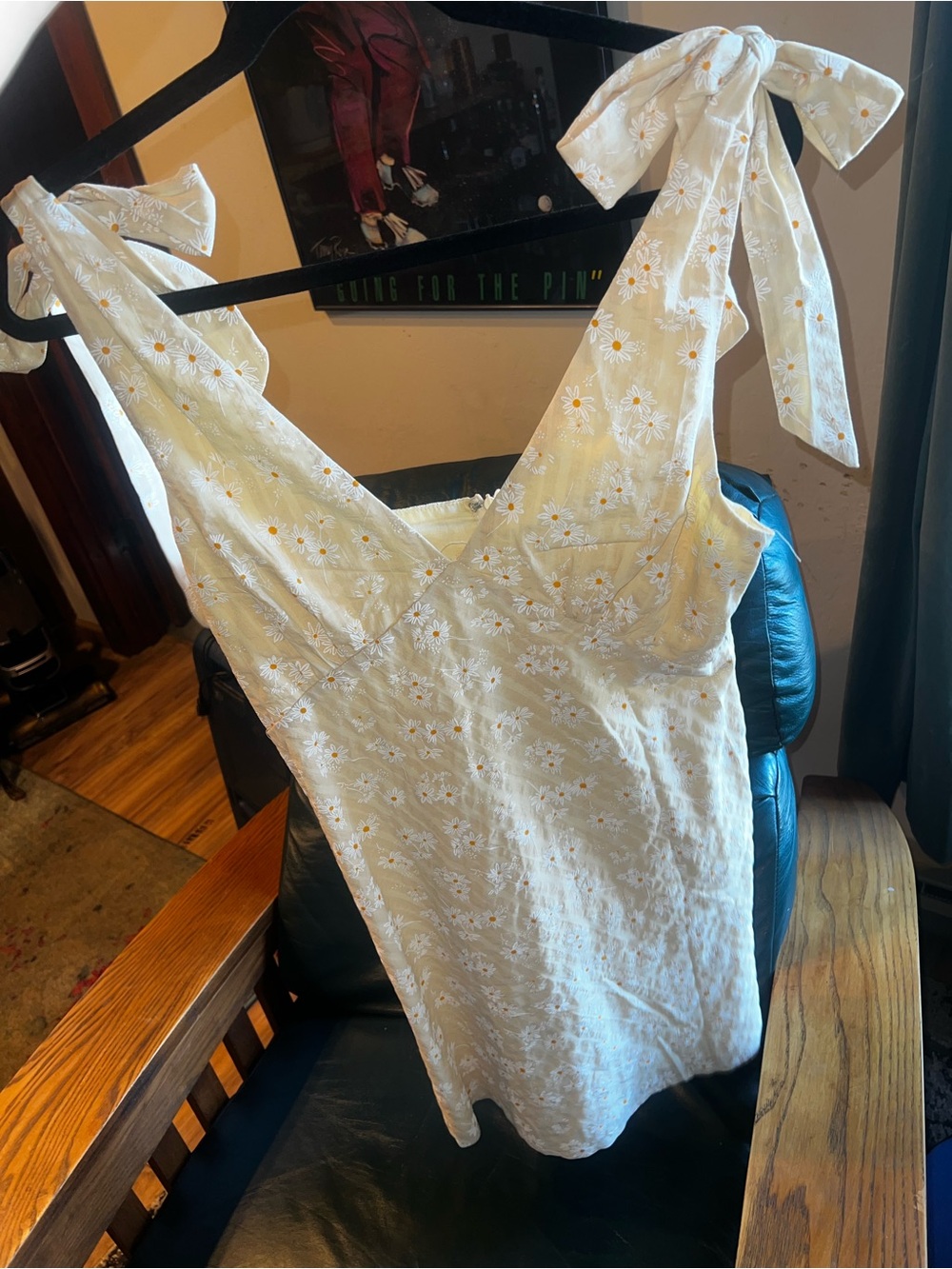 Light Yellow Floral Tie-Shoulder Mini Dress